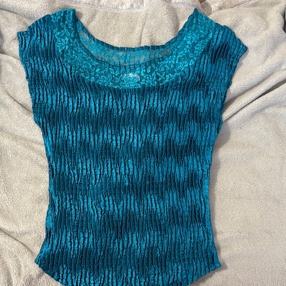 Elegant Teal Textured Women's Top